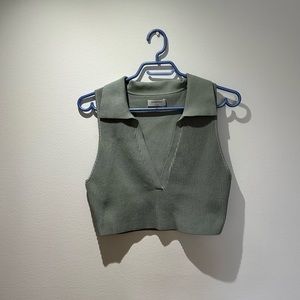 Aritzia SCULPT KNIT polo light green
